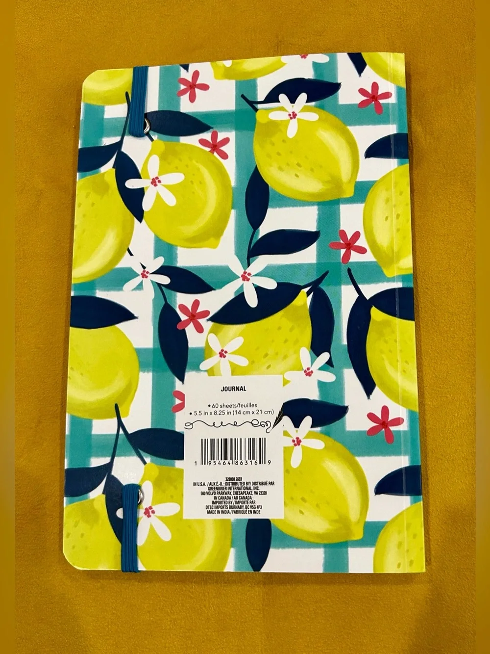 Cherry Shaped Eraser & Lemon Floral Notebook Colorful Stationery Set